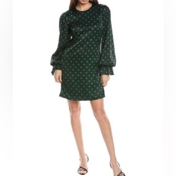 Flora Bea Nyc Dresses & Skirts - Flora Bea NYC Madelina Satin Polka Dot Mini Dress S - NWT Bishop Sleeve